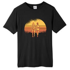 Couple Hiking Sunset Tall Fusion ChromaSoft Performance T-Shirt