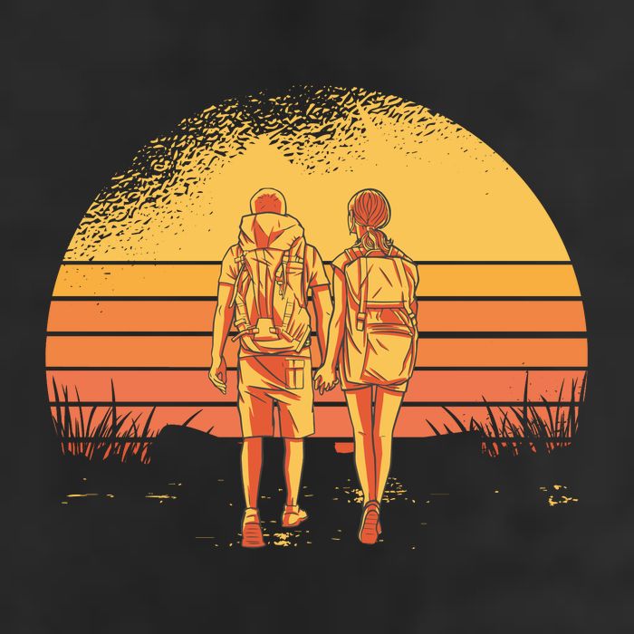 Couple Hiking Sunset Hat