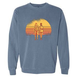 Couple Hiking Sunset Garment-Dyed Sweatshirt