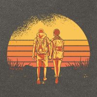 Couple Hiking Sunset Cotton Canvas Backpack