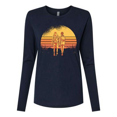 Couple Hiking Sunset Womens Cotton Relaxed Long Sleeve T-Shirt