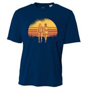 Couple Hiking Sunset Cooling Performance Crew T-Shirt