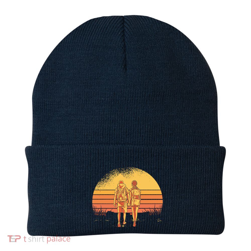 Couple Hiking Sunset Beanie