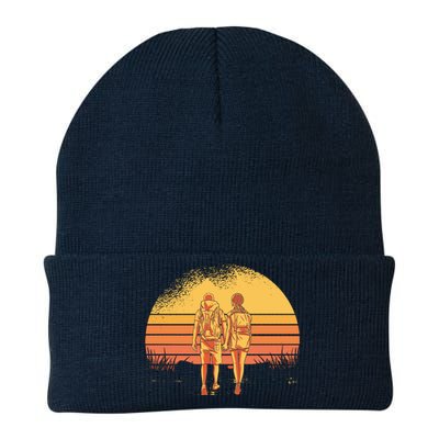 Couple Hiking Sunset Knit Cap Winter Beanie