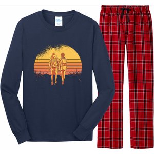 Couple Hiking Sunset Long Sleeve Pajama Set