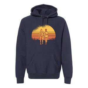 Couple Hiking Sunset Premium Hoodie