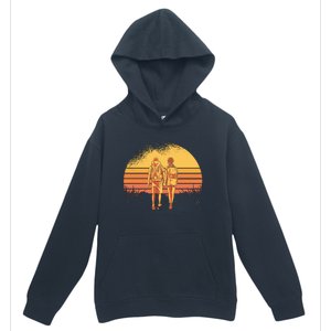 Couple Hiking Sunset Urban Pullover Hoodie