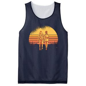 Couple Hiking Sunset Mesh Reversible Basketball Jersey Tank