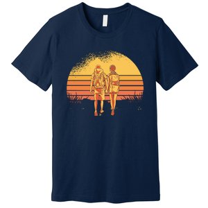 Couple Hiking Sunset Premium T-Shirt