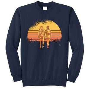 Couple Hiking Sunset Tall Sweatshirt