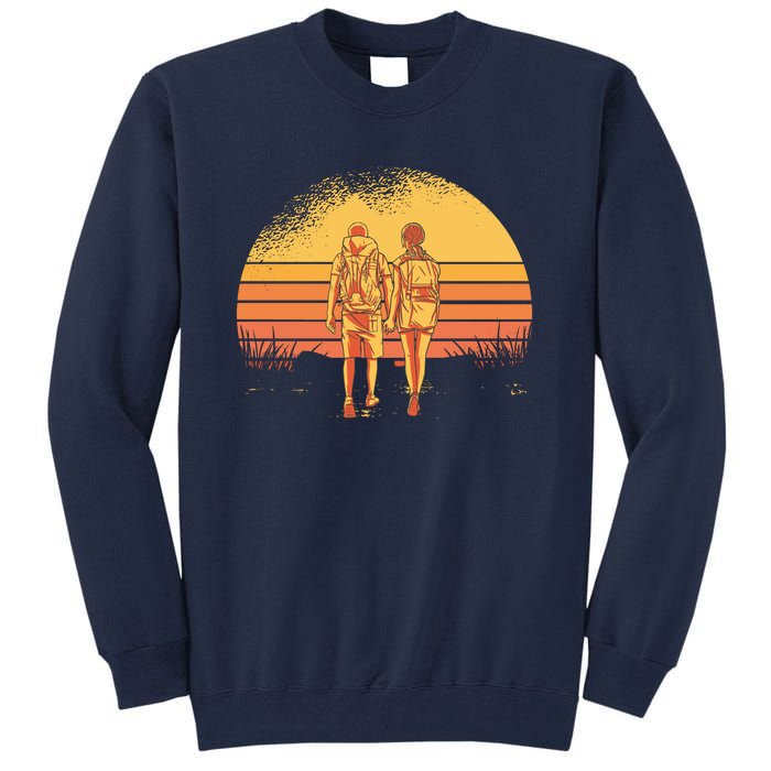 Couple Hiking Sunset Tall Sweatshirt