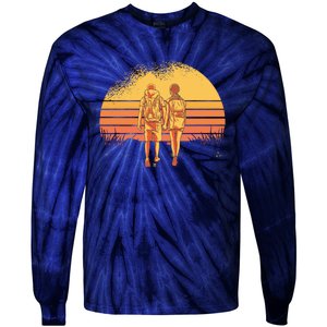 Couple Hiking Sunset Tie-Dye Long Sleeve Shirt