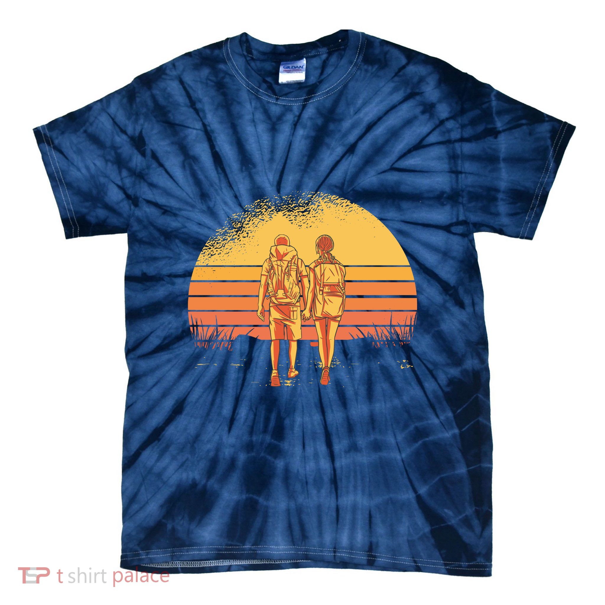 Couple Hiking Sunset Tie-Dye T-Shirt