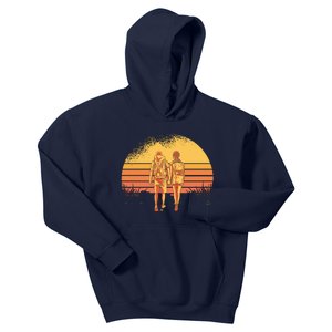 Couple Hiking Sunset Kids Hoodie