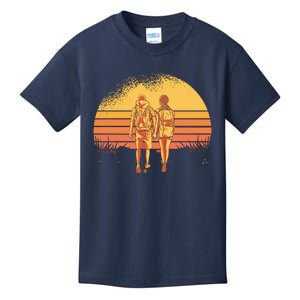 Couple Hiking Sunset Kids T-Shirt