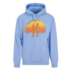 Couple Hiking Sunset Unisex Surf Hoodie