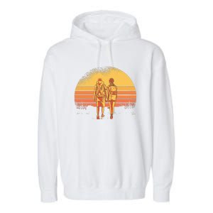 Couple Hiking Sunset Garment-Dyed Fleece Hoodie