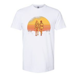 Couple Hiking Sunset Softstyle CVC T-Shirt