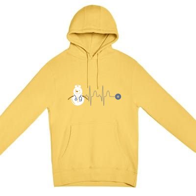 Christmas Heartbeat Stethoscope Snow Nurse Christmas Gift Premium Pullover Hoodie