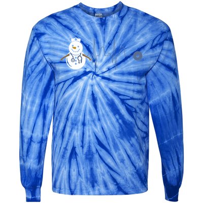 Christmas Heartbeat Stethoscope Snow Nurse Christmas Gift Tie-Dye Long Sleeve Shirt