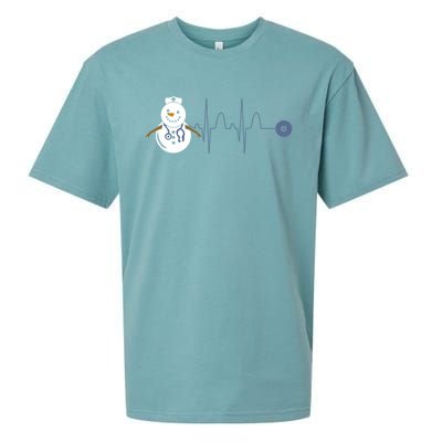 Christmas Heartbeat Stethoscope Snow Nurse Christmas Gift Sueded Cloud Jersey T-Shirt