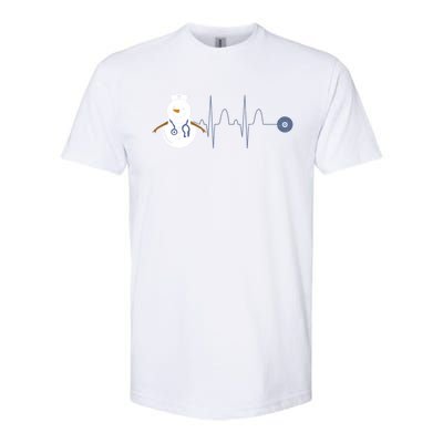 Christmas Heartbeat Stethoscope Snow Nurse Christmas Gift Softstyle CVC T-Shirt