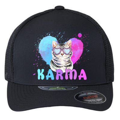 Cat Heart Shape Funny Gifts For Karma Flexfit Unipanel Trucker Cap