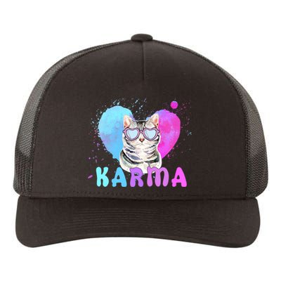 Cat Heart Shape Funny Gifts For Karma Yupoong Adult 5-Panel Trucker Hat