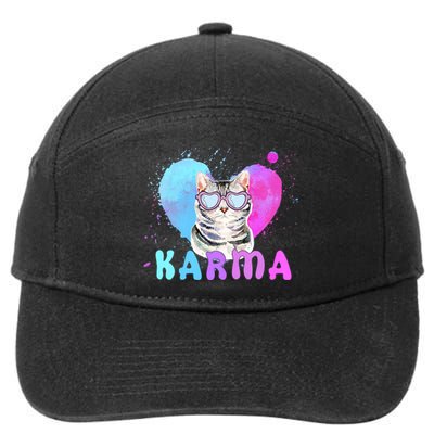 Cat Heart Shape Funny Gifts For Karma 7-Panel Snapback Hat