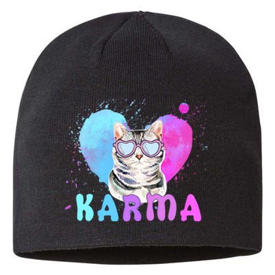 Cat Heart Shape Funny Gifts For Karma Sustainable Beanie