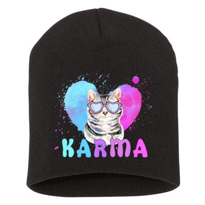 Cat Heart Shape Funny Gifts For Karma Short Acrylic Beanie