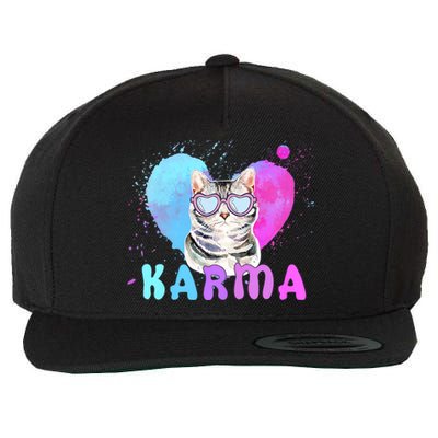 Cat Heart Shape Funny Gifts For Karma Wool Snapback Cap