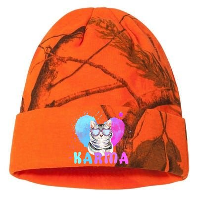 Cat Heart Shape Funny Gifts For Karma Kati Licensed 12" Camo Beanie