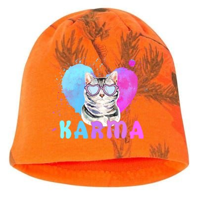 Cat Heart Shape Funny Gifts For Karma Kati - Camo Knit Beanie