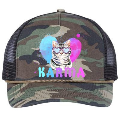 Cat Heart Shape Funny Gifts For Karma Retro Rope Trucker Hat Cap