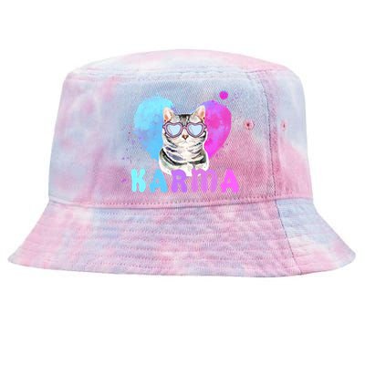 Cat Heart Shape Funny Gifts For Karma Tie-Dyed Bucket Hat