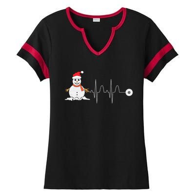 Christmas Heartbeat Stethoscope Snow Nurse Christmas Gift Ladies Halftime Notch Neck Tee