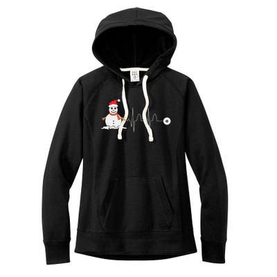 Christmas Heartbeat Stethoscope Snow Nurse Christmas Gift Women's Fleece Hoodie