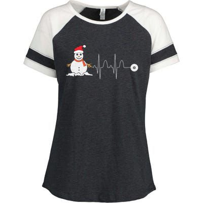 Christmas Heartbeat Stethoscope Snow Nurse Christmas Gift Enza Ladies Jersey Colorblock Tee