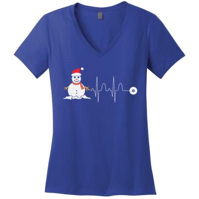 Christmas Heartbeat Stethoscope Snow Nurse Christmas Gift Women's V-Neck T-Shirt