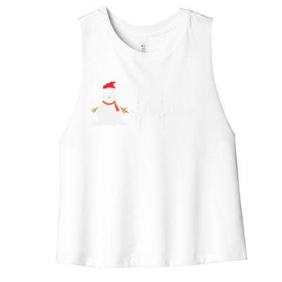 Christmas Heartbeat Stethoscope Snow Nurse Christmas Gift Women's Racerback Cropped Tank