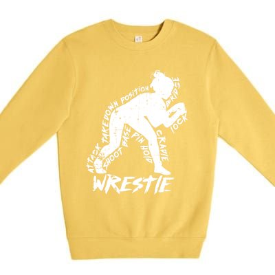 Cute High School Wrestling Gift For Mom Dad Gift For Girls Wrestling Gift Premium Crewneck Sweatshirt