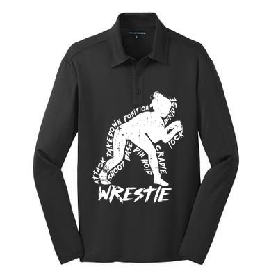 Cute High School Wrestling Gift For Mom Dad Gift For Girls Wrestling Gift Silk Touch Performance Long Sleeve Polo