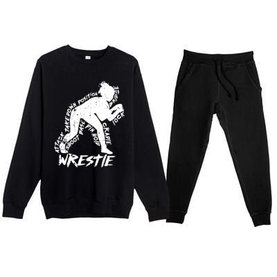 Cute High School Wrestling Gift For Mom Dad Gift For Girls Wrestling Gift Premium Crewneck Sweatsuit Set