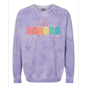 Colorful Hello Summer Popsicle Graphic Colorblast Crewneck Sweatshirt