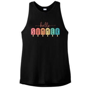 Colorful Hello Summer Popsicle Graphic Ladies PosiCharge Tri-Blend Wicking Tank