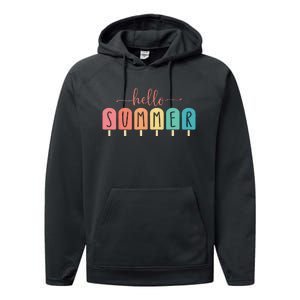 Colorful Hello Summer Popsicle Graphic Performance Fleece Hoodie