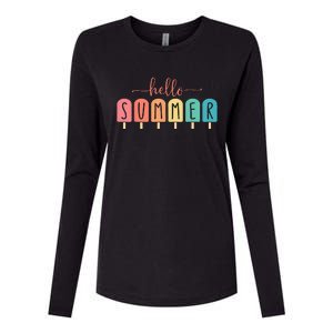 Colorful Hello Summer Popsicle Graphic Womens Cotton Relaxed Long Sleeve T-Shirt