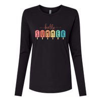 Colorful Hello Summer Popsicle Graphic Womens Cotton Relaxed Long Sleeve T-Shirt