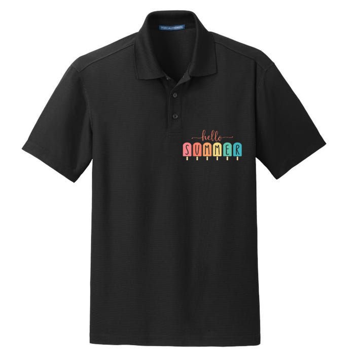 Colorful Hello Summer Popsicle Graphic Dry Zone Grid Polo